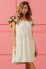 BiBi Flower Embroidered Floral Print Sleeve Dress Casual Dresses