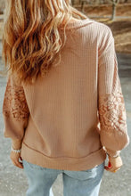 Plus Size Waffle -Knit V-Neck Long Sleeve Blouse Woman Blouses