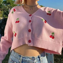 Cherry Button Down Cardigan Woman Outerwear
