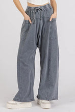 Mittoshop Mineral Wash Elastic Waist Barrel Leg Baggy Pants Midnight
