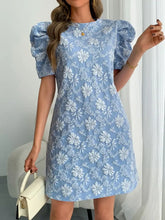 Round Neck Puff Short Sleeve Mini Dress Woman Dress