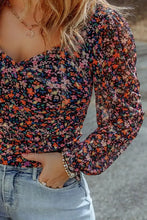 Plus Size Printed Surplice Neck Long Sleeve Blouse Woman Blouses