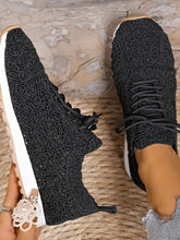 Mesh Lace Up Sneakers Black Woman Sneakers