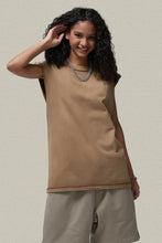 Men's Washed Round Neck Sleeveless Top Khaki Tanks & Camis