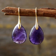 14k gold-plated crystal dangle earrings with amethyst teardrops