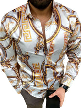 Men's Plus Size Printed Button Up Long Sleeve Shirt