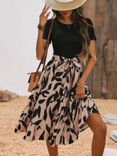 Printed Round Neck Short Sleeve Midi Dress Woman Dress