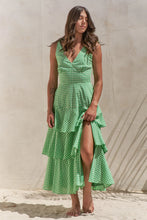 Jade By Jane Full Size Sleeveless Gingham Print Tiered Midi Dress Plus Size GREEN