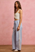 Light blue and white gingham wide check pants with wide-leg fit and drawstring waistband by SO ME