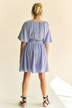 Davi & Dani Back Button Puff Sleeve Mini Dress Casual Dresses