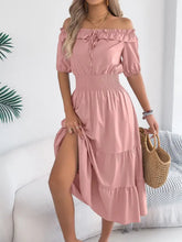 Smocked Off-Shoulder Tiered Dress Casual Dresses