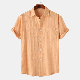 Men's Casual Short Sleeve Button Down Shirt Sherbet