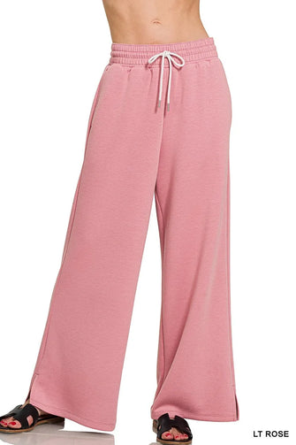 Zenana Scuba Drawstring Pants LT ROSE