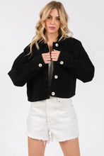 bytos Button Down Cropped Denim Jacket with Patch Pockets Woman Outerwear