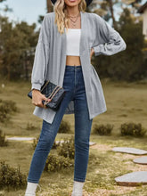 Textured Open Front Dropped Shoulder Cardigan Woman Outerwear