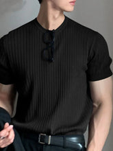 Men's Full Size Round Neck Short Sleeve T-Shirt Plus Size Black