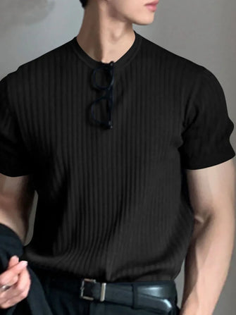 Men's Full Size Round Neck Short Sleeve T-Shirt Plus Size Black