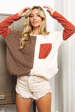 BiBi Color Block Brushed Checker Top Woman Blouses