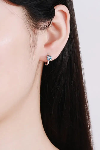 Moissanite Huggie Earrings Silver One Size Earrings