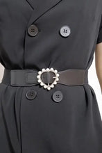 Pearl Heart Buckle Elastic Belt Belts