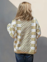 Double Take Checkered Open Front Dropped Shoulder Cardigan Woman Outerwear