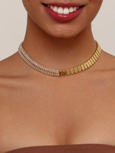18K Gold-Plated Two-Tone Zircon Choker Necklace