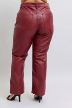 Judy Blue Full Size High Waist Tummy Control Faux Leather Straight Pants Plus Size Woman Pants