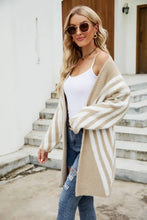 Woven Right Two-Tone Open Front Fuzzy Longline Cardigan Woman Outerwear