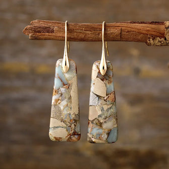 Copper Natural Stone Earrings Yellow Gold One Size