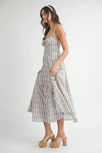 MABLE Floral Print Bustier Back Lace Up Midi Dress Casual Dresses