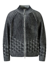 Men's Ribbed Zip-Up Cardigan Black