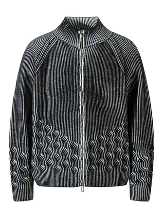 Men's Ribbed Zip-Up Cardigan Black