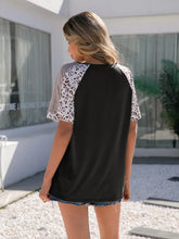 Ivy Lane Leopard Round Neck Short Sleeve T-Shirt Black