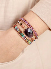 Triple-Layer Amethyst Bracelet Deep Purple One Size Necklaces