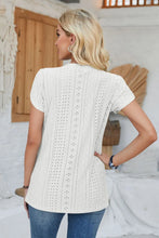 Decorative Button Eyelet V-Neck Short Sleeve T-Shirt