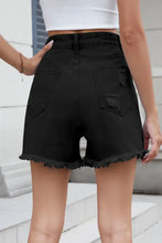 Distressed Fringe Denim Shorts Denim Shorts