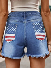Raw Hem Denim Shorts with Pockets Blue Denim Shorts
