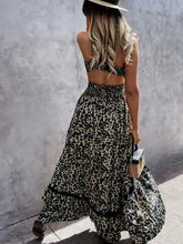 Leopard Print Sleeveless Maxi Dress with Lace Trim Woman Maxi Dress