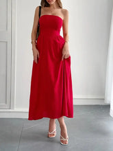 Strapless A-Line Midi Dress with Pockets Cocktail Dress
