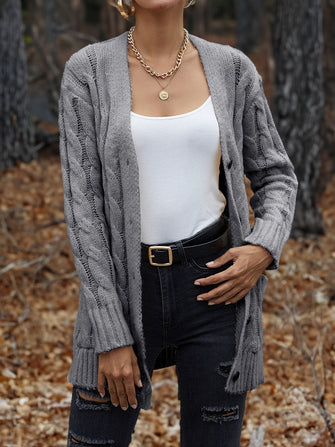 Cable-Knit Button Down Cardigan Cloudy Blue