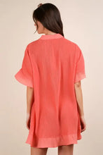 VERY J Pleated Detail Button Down Mini Dress Casual Dresses