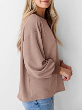 Round Neck Drop Shoulder Long Sleeve Sweatshirt Woman Sweatshirts