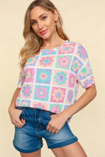Haptics Flower Print Round Neck Short Sleeve T-Shirt Woman T Shirts