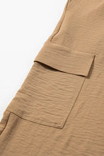 Drawstring Frilled Waist Wide Leg Utility Trousers Woman Pants