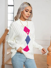 Openwork Geometric Mock Neck Sweater Sweater Pullovers