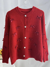 Bow Button Up Long Sleeve Cardigan