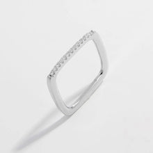 925 Sterling Silver Zircon Square Ring Silver
