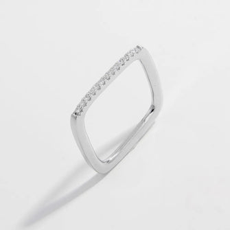925 Sterling Silver Zircon Square Ring Silver