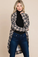 BOMBOM Houndstooth Open Front Cocoon Knit Cardigan Woman Outerwear