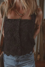 Embroidered Square Neck Wide Strap Tank Black Tanks & Camis